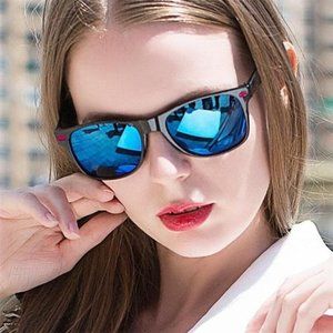 NEW Trendy Black Sunnies Square Fashion Sunglasses Mirror Lens Shades Eyewear